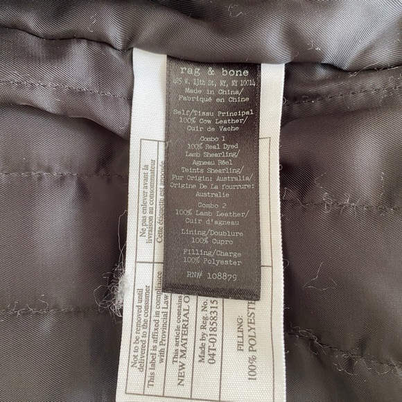 Rag & Bone Minerva Leather Removable Shearling Collar Zip Front Biker Jacket - Picture 12 of 12